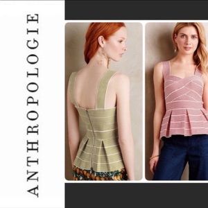 ANTHROPOLOGIE HD IN PARIS Cabana Peplum Bandage Tank Striped Sleeveless Top M